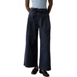 American Eagle Outfitters Baggy Stretch Paperbag Wide-Leg Crop Pant In Navy 10